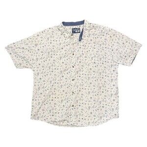 Huntington Beach Club Men Button Up Shirt Sz 5X White BBQ Stars Hawaiian Casual